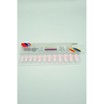 12 Adet Badem Tırnak Tak Ve Çık Kendinden Yapışkanlı Takma Tırnak Pembe