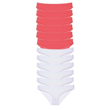 12 adet Eko Set Likralı Kadın Slip Külot Fuşya Beyaz