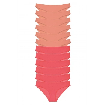 12 adet Eko Set Likralı Kadın Slip Külot Pudra Fuşya