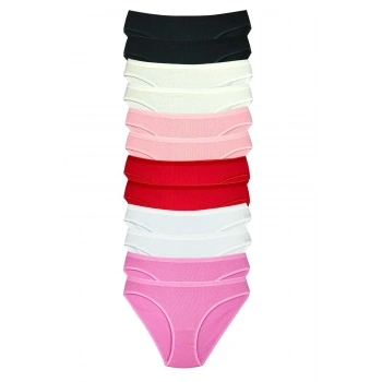 12 Adet Fitilli Pamuklu Kadın Kaşkorse Bikini Külot