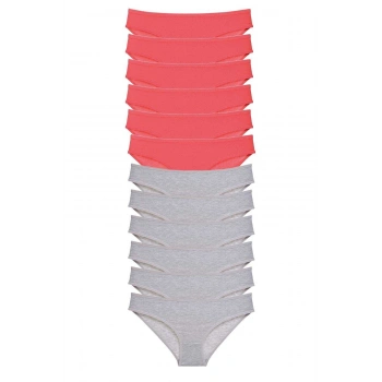 12 adet Süper Eko Set Likralı Kadın Slip Külot Fuşya Gri