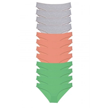 12 adet Süper Eko Set Likralı Kadın Slip Külot Gri Pudra Yeşil