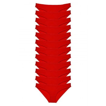 12 adet Süper Eko Set Likralı Kadın Slip Külot Kırmızı