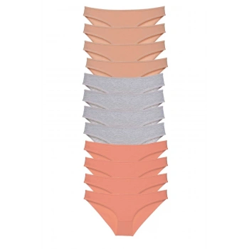 12 adet Süper Eko Set Likralı Kadın Slip Külot Ten Gri Pudra