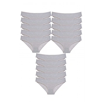 15 adet Süper Eko Set Likralı Kadın Slip Külot Gri