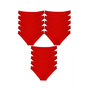 15 adet Süper Eko Set Likralı Kadın Slip Külot Kırmızı