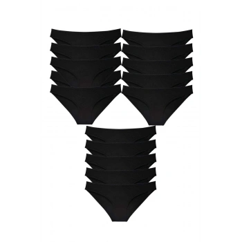 15 adet Süper Eko Set Likralı Kadın Slip Külot Siyah