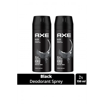 2 Adet Axe Erkek Deodorant & Bodyspray Black 48 Saat Etkileyici Koku Vücut Spreyi 150 ml