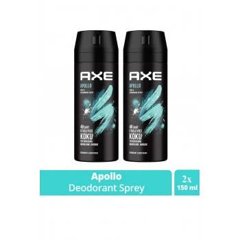 2 Adet Axe Erkek Sprey Deodorant Apollo 48 Saat Etkileyici Koku Vücut Spreyi 150 ml