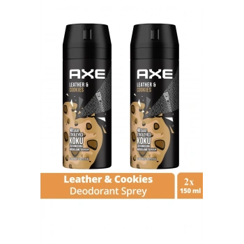 2 Adet Axe Erkek Sprey Deodorant Leather & Cookies 48 Saat Etkileyeci Koku 150 ml