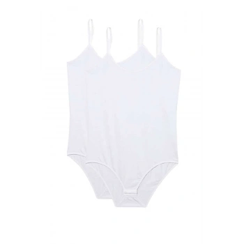 2 Adet İp Askılı Kadın Çıtçıtlı Body Beyaz