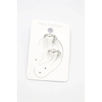 2li Taşlı Kıkırdak Küpe - Gümüş