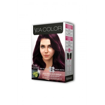 2 Tüp Krem Saç Boyası Seti Patlıcan Moru No:3.66