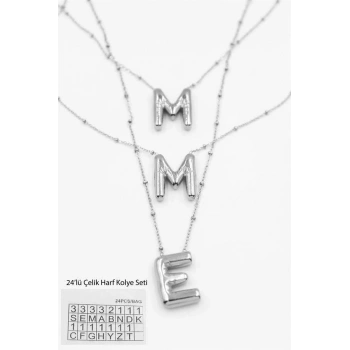 24lü Harf Kolye Seti - Gümüş