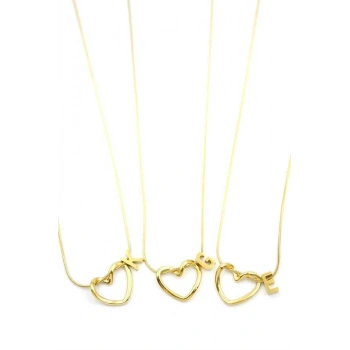 24lü Kalp Harf Kolye - Altın