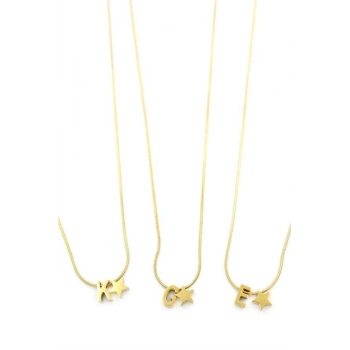 24lü Yıldız Harf Kolye - Altın