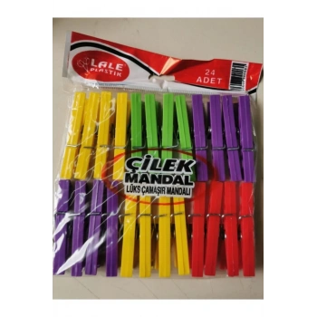 24 Plastik Çilek Mandal Royaleks-L003