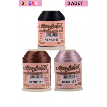 3 Adet Altınbaşak Oya ve Dantel İpi 20 gr - Royaleks - No: 117 - 103 - 485