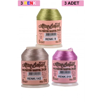 3 Adet Altınbaşak Oya ve Dantel İpi 20 gr - Royaleks - No: 142 - 318 - 009