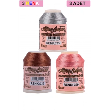 3 Adet Altınbaşak Oya ve Dantel İpi 20 gr - Royaleks - No: 239 - 329 - 715