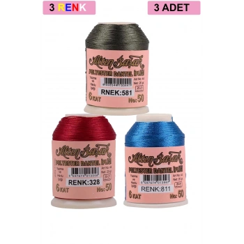 3 Adet Altınbaşak Oya ve Dantel İpi 20 gr - Royaleks - No: 328 - 811 - 581