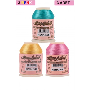 3 Adet Altınbaşak Oya ve Dantel İpi 20 gr - Royaleks - No: 347 - 040 - 505