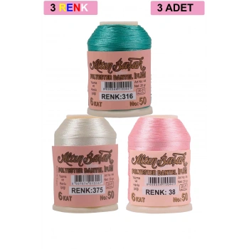 3 Adet Altınbaşak Oya ve Dantel İpi 20 gr - Royaleks - No: 375 - 038 - 316