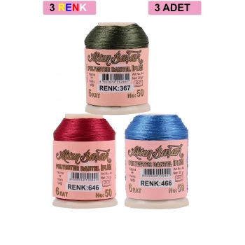 3 Adet Altınbaşak Oya ve Dantel İpi 20 gr - Royaleks - No: 646 - 466 - 367