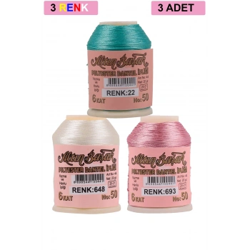 3 Adet Altınbaşak Oya ve Dantel İpi 20 gr - Royaleks - No: 648 - 693 - 022