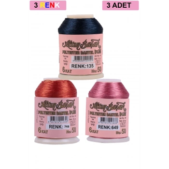 3 Adet Altınbaşak Oya ve Dantel İpi 20 gr - Royaleks - No: 748 - 649 - 135