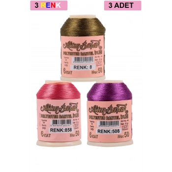 3 Adet Altınbaşak Oya ve Dantel İpi 20 gr - Royaleks - No: 858 - 508 - 008