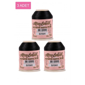 3 Adet Altınbaşak Oya ve Dantel İpi 20 gr - Royaleks - No: SİYAH