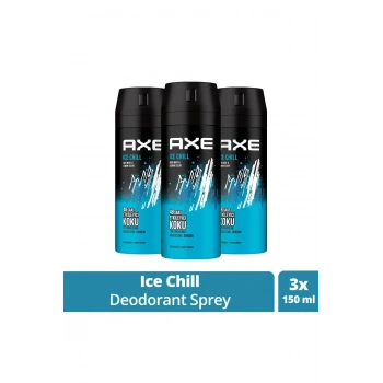 3 Adet Axe Ice Chill Erkek Deodorant Sprey 150 ml