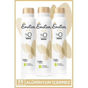 3 Adet Emotion Bliss Kadın Vegan Deodorant 150 Ml Hızlı Kurur , Leke Bırakmaz