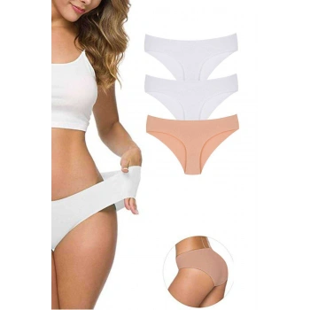 3 Adet Kadın Dikişsiz Lazer Kesim Esnek İz yapmayan Külot S3
