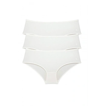 3 Adet Kadın Yüksek Bel Bato Külot Krem