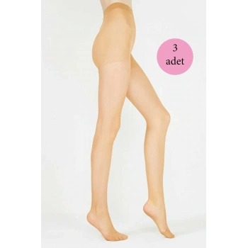 3 Adet Parlak Fit 15 Likralı Külotlu Çorap Ten