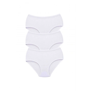 3 Adet Tutku Kadın Yüksek Bel Bato Kalın Lastik Külot Beyaz