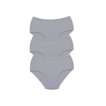 3 Adet Tutku Kadın Yüksek Bel Bato Kalın Lastik Külot Gri