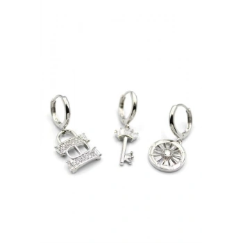 3lü CD Küpe - Gümüş