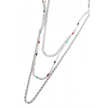 3lü Çelik Kolye - Gümüş