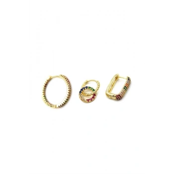 3lü Halka Küpe - Altın