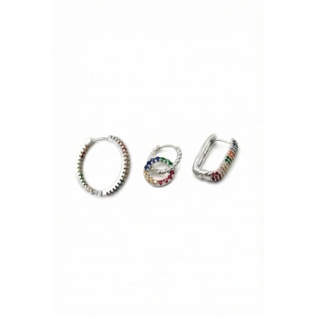 3lü Halka Küpe - Gümüş