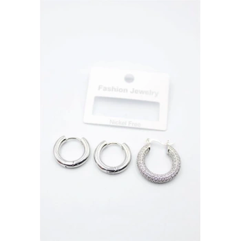 3lü Halka Küpe - Gümüş