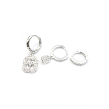 3lü Kutup Yıldızı Küpe - Gümüş