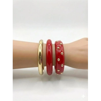 3Lü Set Bilezik - Kırmızı