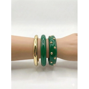 3Lü Set Bilezik - Yeşil