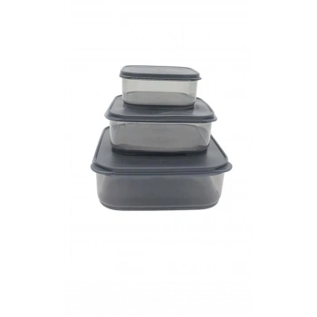 3lü Yatay Füme Renk Saklama Kabı Royaleks-VİV-OX258