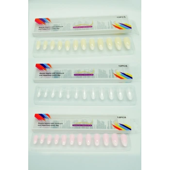 3 Renk Toplam 36 Adet Badem Tırnak Tak Ve Çık Kendinden Yapışkanlı Takma Tırnak