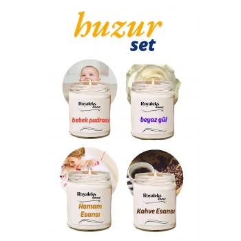 4 Adet Doğal Özel Seri Kokulu Dekoratif Kavanoz Mum 4X210 cc - Huzur Seti - RYL